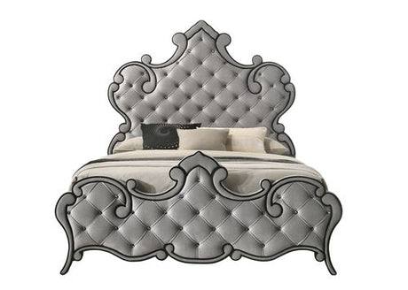 Perine Gray Velvet Eastern King Bed