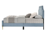 Milla Light Blue Velvet Eastern King Bed