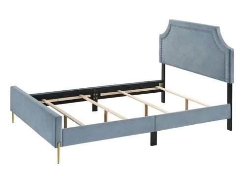 Milla Light Blue Velvet Eastern King Bed