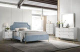 Milla Light Blue Velvet Eastern King Bed