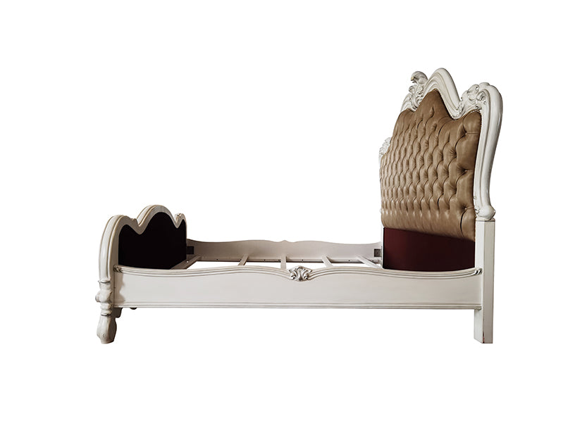 Versailles Vintage Gray Synthetic Leather & Bone White Finish Ii Eastern King Bed