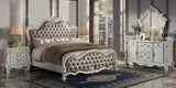 Versailles Vintage Gray Synthetic Leather & Bone White Finish Ii Eastern King Bed