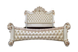 Vendom Synthetic Leather & Antique Pearl Finish Eastern King Bed