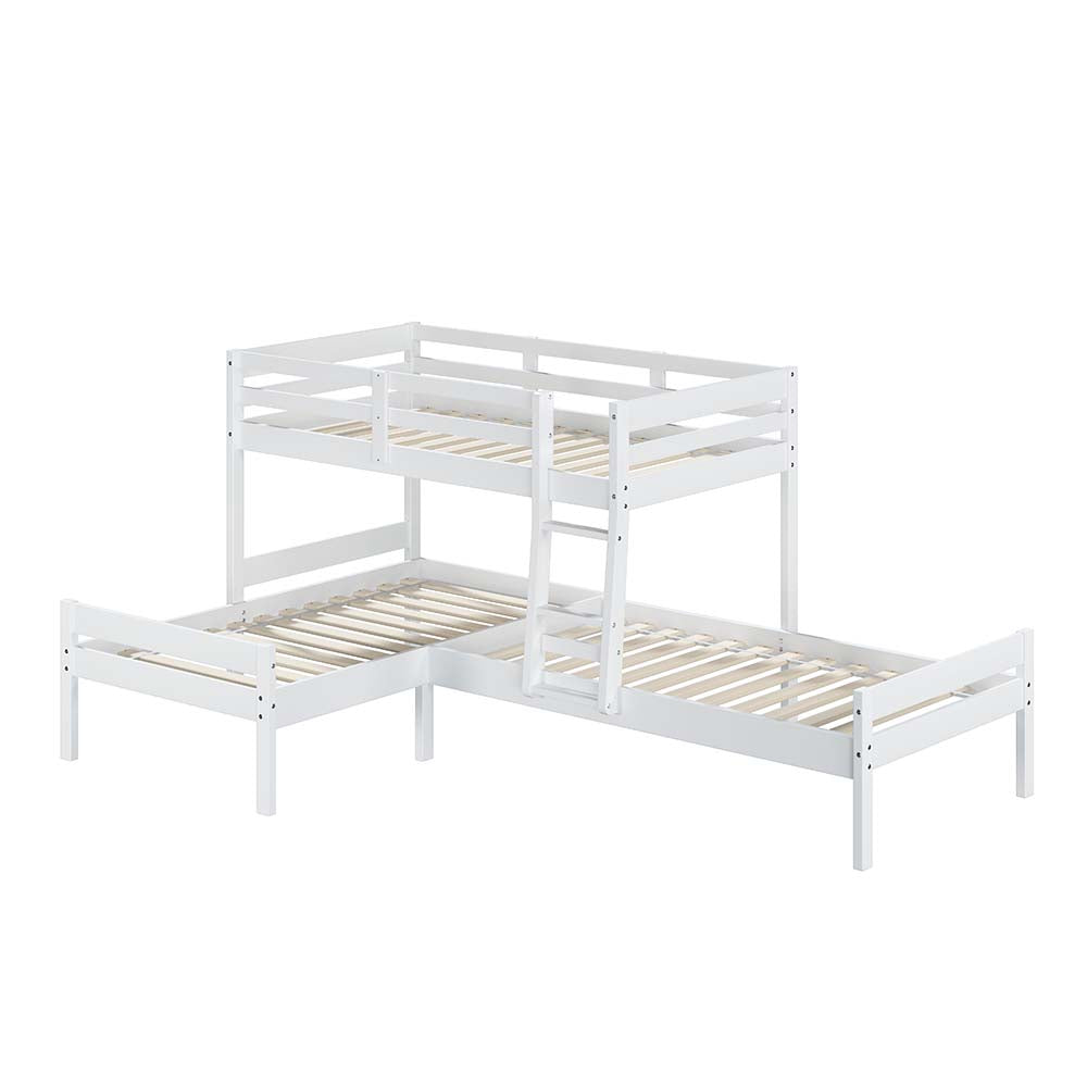 Manoela White Finish Triple Bunk Bed - Twin