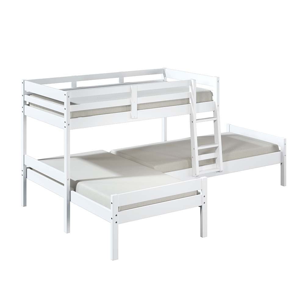 Manoela White Finish Triple Bunk Bed - Twin