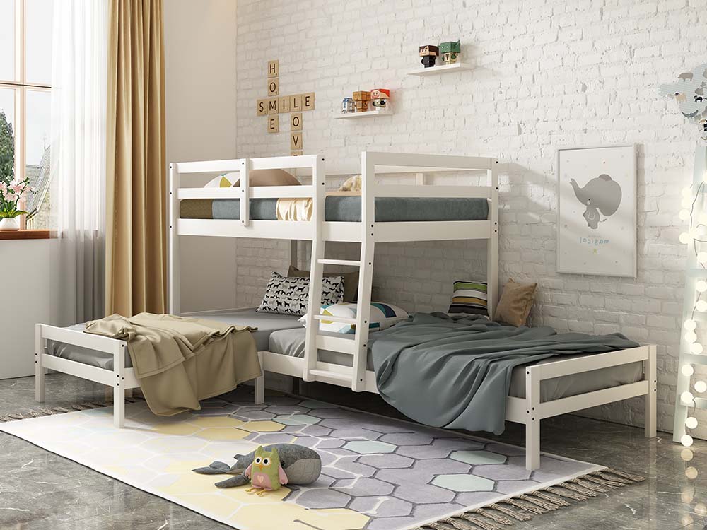 Manoela White Finish Triple Bunk Bed - Twin