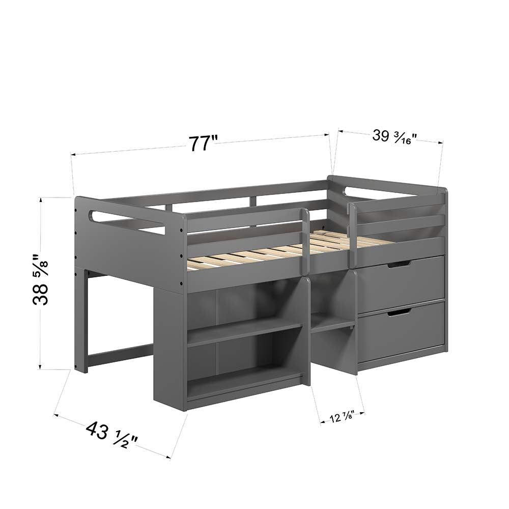 Fabiana Gray Finish Twin Loft Bed