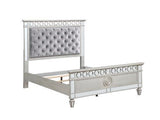 Varian Gray Velvet, Silver & Mirrored Finish Full Bed