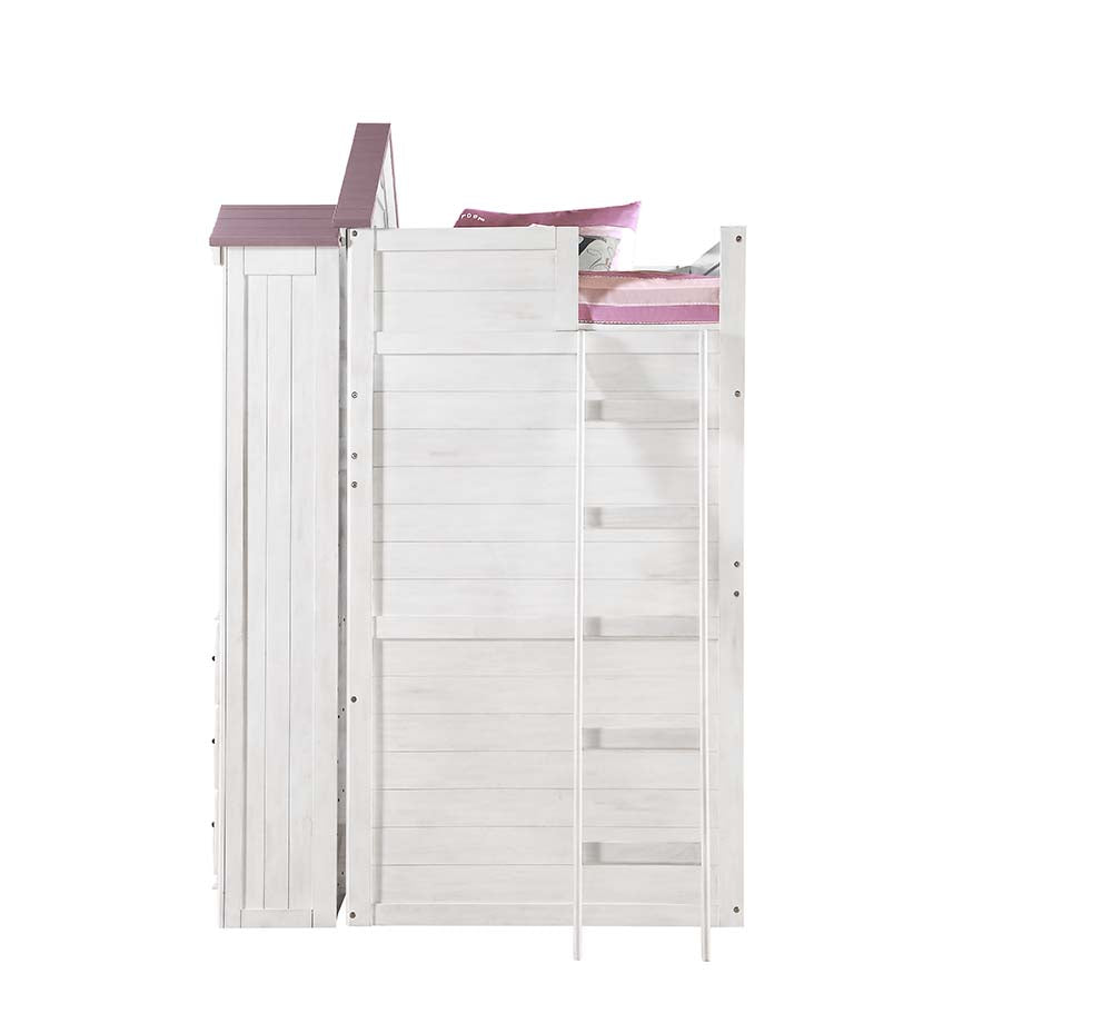 Tree Pink & White Finish House Twin Loft Bed