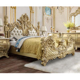 Cabriole Light Gold Synthetic Leather & Gold Finish Eastern King Bed