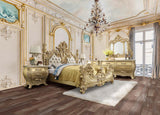 Cabriole Light Gold Synthetic Leather & Gold Finish Eastern King Bed