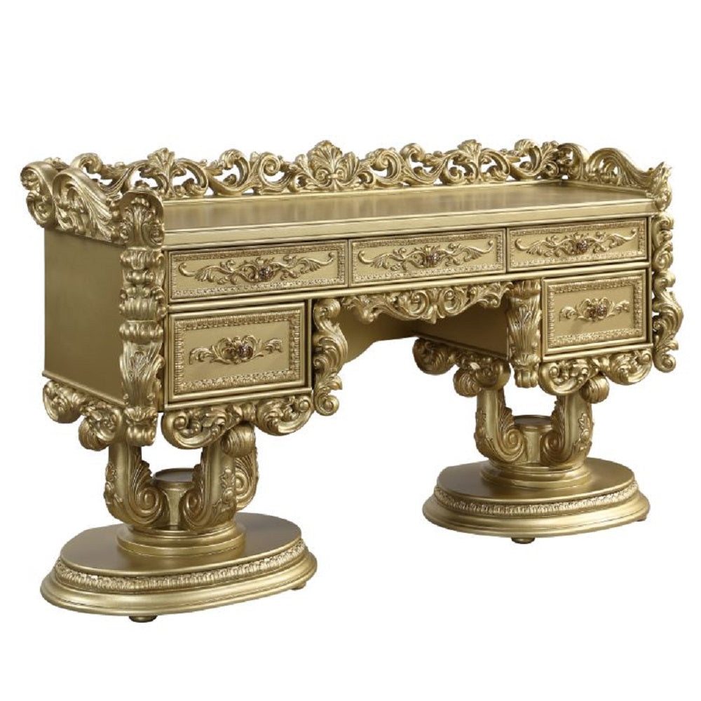 Bernadette Gold Finish Vanity Desk