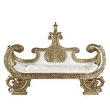 Bernadette White Synthetic Leather Fabric & Gold Finish Bench