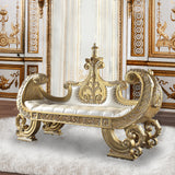 Bernadette White Synthetic Leather Fabric & Gold Finish Bench