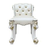 Vendome Beige Synthetic Leather & Antique Silver Finish Vanity Stool