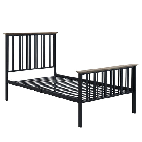 Zudora Antique Oak & Black Finish Twin Bed