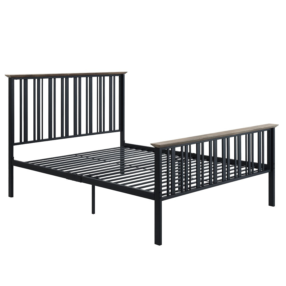 Zudora Antique Oak & Black Finish Twin Bed