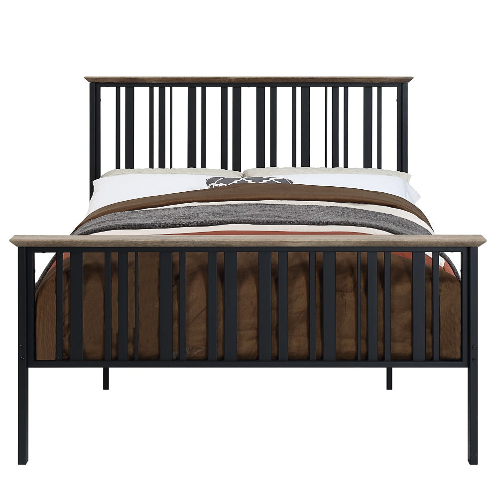 Zudora Antique Oak & Black Finish Twin Bed