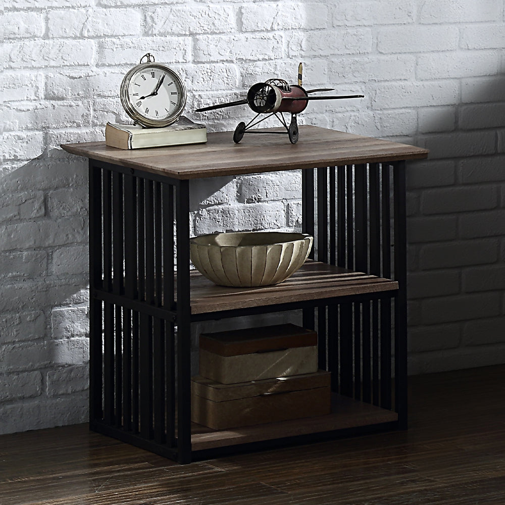 Zudora Antique Oak & Black Finish Nightstand