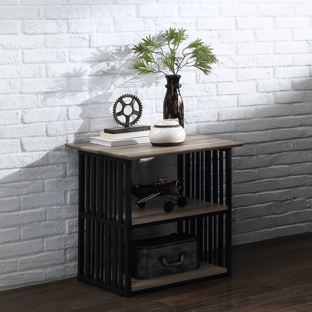 Zudora Antique Oak & Black Finish Nightstand