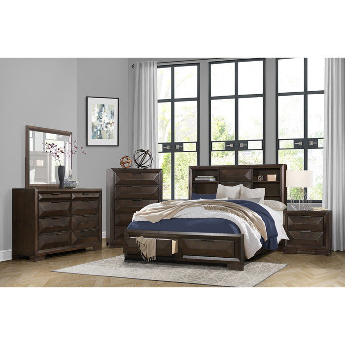 Chesky Warm Espresso Eastern King Platform Bed With Footboard Storage