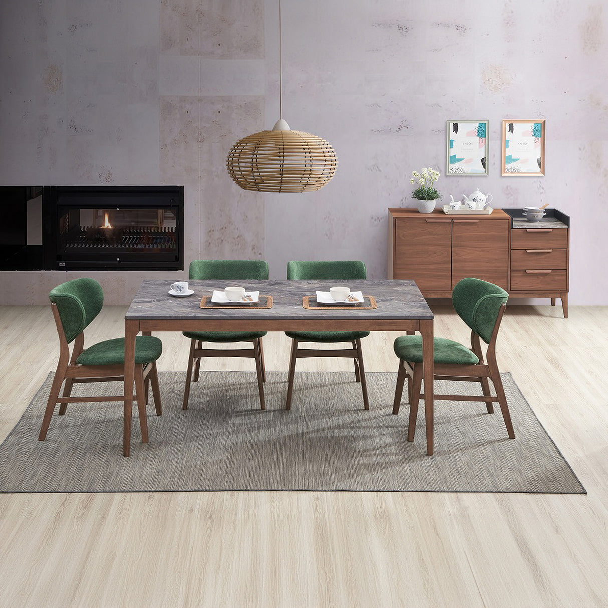 Bevis Dining Room Set In Walnut