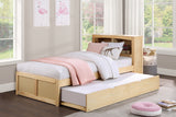 Bartly Natural Pine Twin Bookcase Bed With Trundle