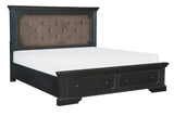 Bolingbrook Wire Brushed Charcoal Upholstered Storage Platform Bedroom Set