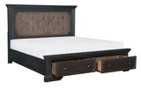 Bolingbrook Wire Brushed Charcoal Upholstered Storage Platform Bedroom Set