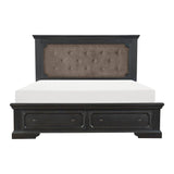 Bolingbrook Wire Brushed Charcoal Upholstered Storage Platform Bedroom Set