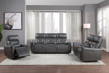 Burwell Dark Gray Double Power Reclining Living Room Set