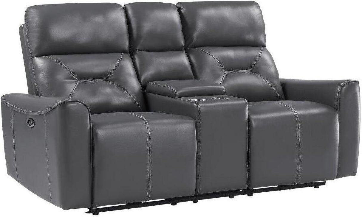 Burwell Dark Gray Double Power Reclining Living Room Set