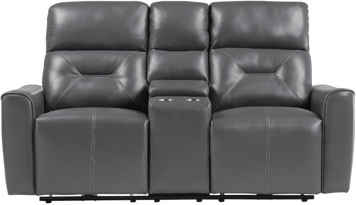 Burwell Dark Gray Double Power Reclining Living Room Set