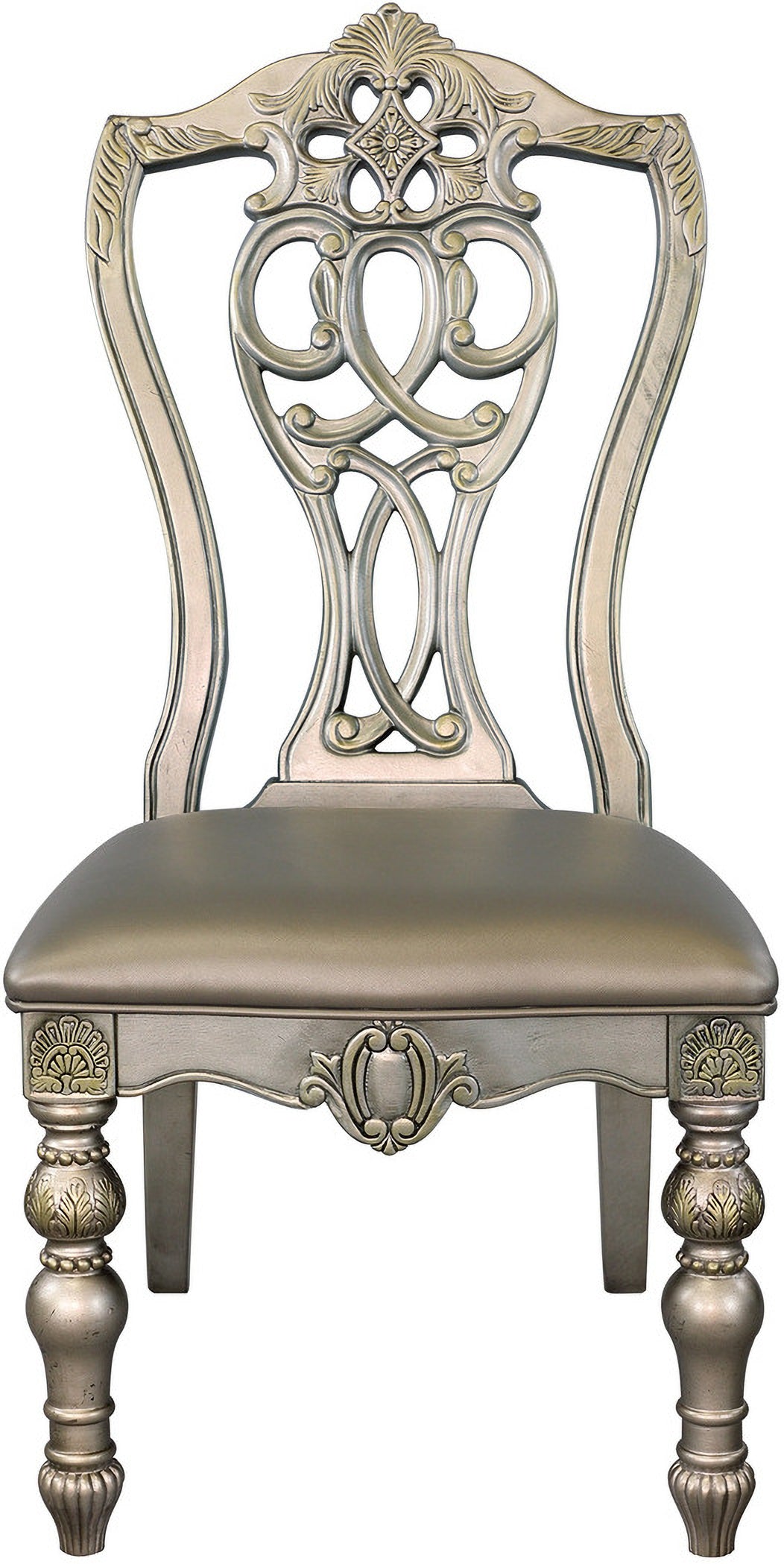 Catalonia Platinum Gold Pedestal Extendable Dining Room Set