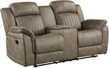 Centeroak Sandy Brown Double Reclining Living Room Set