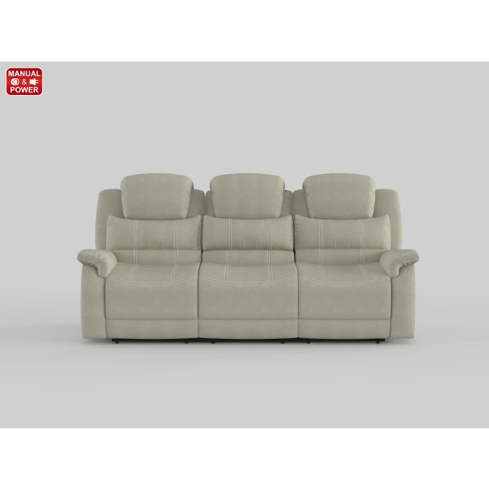 Shola Power Double Reclining Sofa With Headrests, Drop-Down Cup Holders, Receptacles And Usb Ports