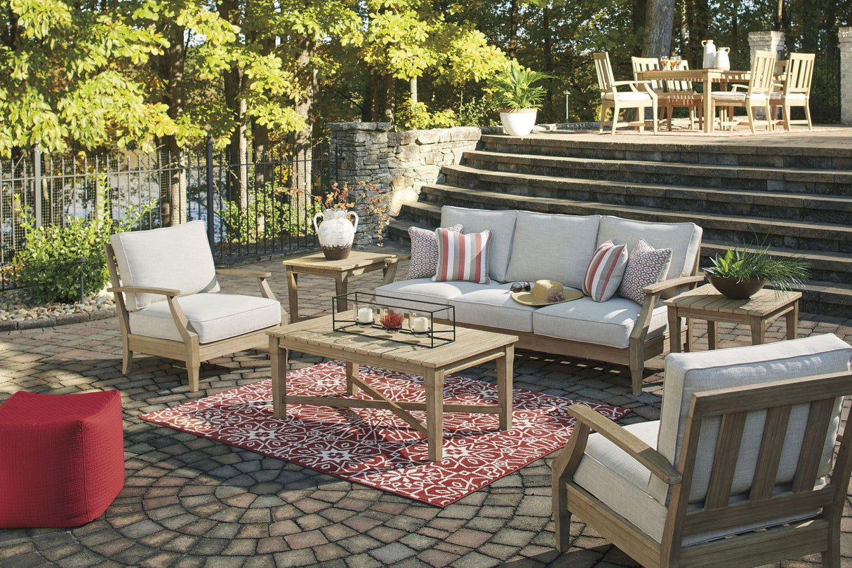 Clare View Beige Outdoor Living Room Set with Cushion