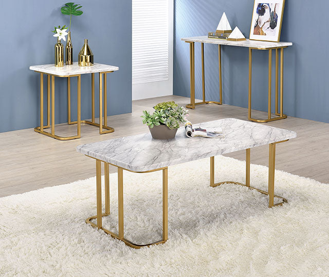 Calista Gold/White End Table