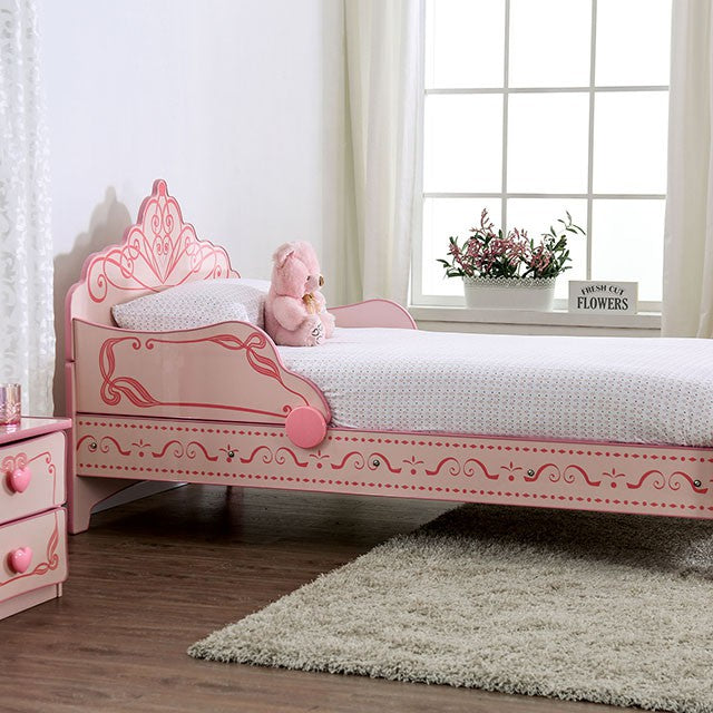 Princess Crown Single Bed Pink Youth Bedroom