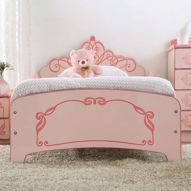 Princess Crown Single Bed Pink Youth Bedroom