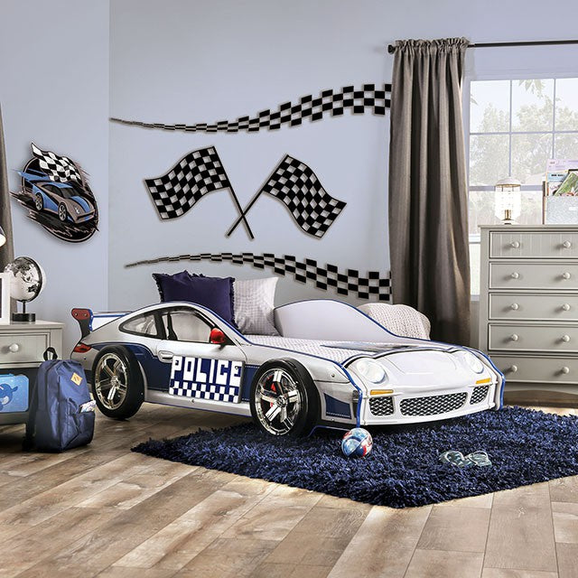 Police Car White/Blue Youth Bedroom