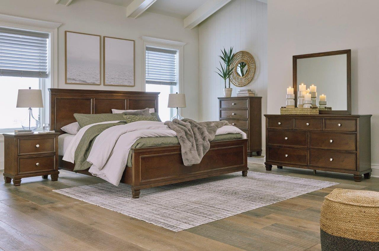 Danabrin Rich Brown Cherry Panel Bedroom Set