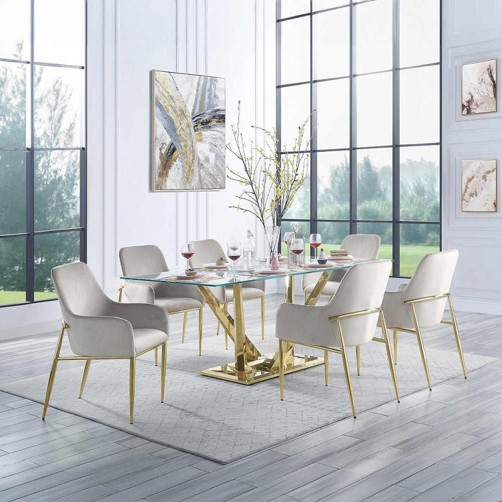 Barnard Clear Glass & Mirrored Gold Finish Dining Table