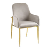 Barnard Gray Velvet & Mirrored Gold Finish Side Chair (Set-2)