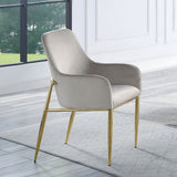 Barnard Gray Velvet & Mirrored Gold Finish Side Chair (Set-2)