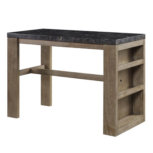 Charnell Marble Top & Oak Finish Counter Height Table