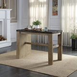 Charnell Marble Top & Oak Finish Counter Height Table