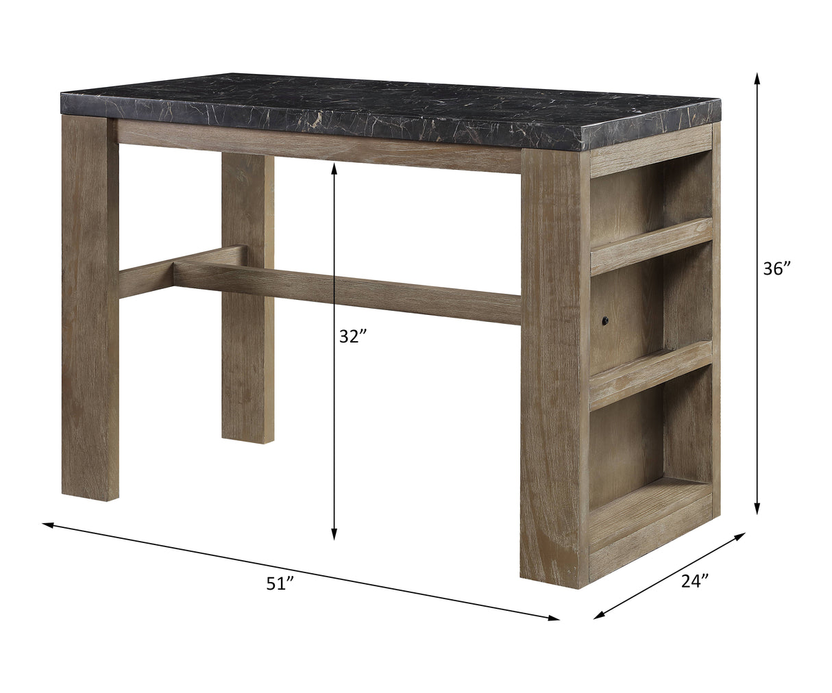 Charnell Marble Top & Oak Finish Counter Height Table