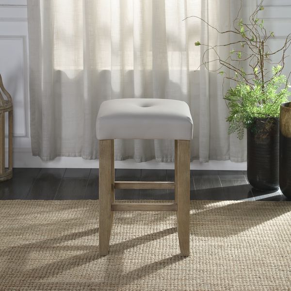 Charnell Gray Synthetic Leather & Oak Finish Counter Height Stool (Set-2)