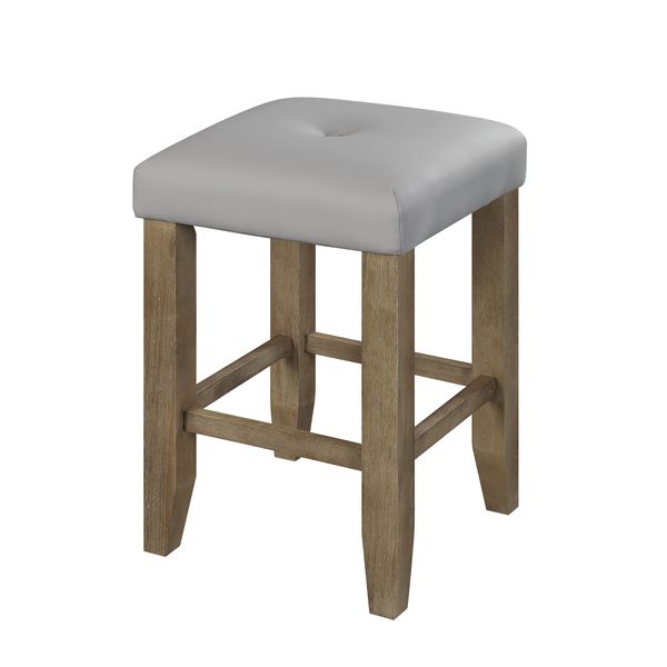 Charnell Gray Synthetic Leather & Oak Finish Counter Height Stool (Set-2)